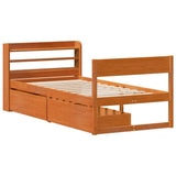 Bed Frame without Mattress Wax Brown 100x200 cm Solid Wood Pine 3307130