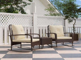 Three-Piece Rocking Chair Rattan Bistro Set - Brown T3398P328501