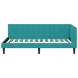 Corner Bed Frame with Headboard Turquoise 90 cm x 200 cm Velvet 42016356