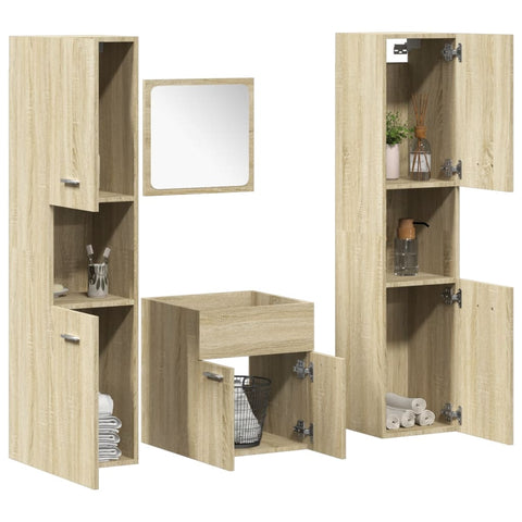 ZNTS 4 Piece Bathroom Furniture Set Sonoma Oak Engineered Wood 3324998