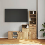 4 Piece TV Units with Storage "ODDA" Solid Wood Pine 3365372