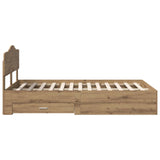 Bed Frame with Drawer Artisan Oak 135 x 190 cm Engineered Wood 3413210