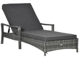 Rattan Sun Lounger Garden Lounger Rattan Wicker w/ 4-Level Adjustable Headrest, 52.5H x 192L x 62.5W T3398P317802