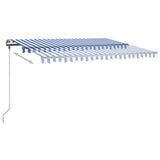 Manual Retractable Awning with LED 400x300 cm Blue and White 3069741