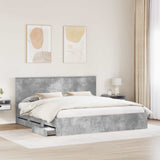 Bed Frame with Drawer Concrete Grey 200 x 200 cm Engineer Wood 3411085