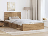 Bed Frame Artisian Oak 100 x 200 cm Solid Pine Wood 3411054