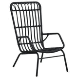 Garden Chair Black Poly Rattan, Powder-Coated Steel Medium 48581