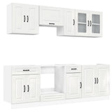 8 Piece Kitchen Cabinet Set Kalmar High Gloss White Engineered Wood 3314823