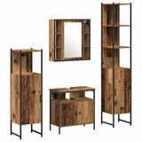 Bathroom Furniture Set with Door 4 pcs Old Wood Engineered Wood 3332593