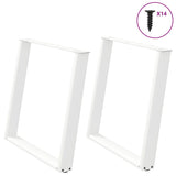 ZNTS vidXL Dining Table Legs U-Shaped 2 pcs White 100x cm Steel 4012805