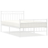 Metal Bed Frame without Mattress with Footboard White 100x200cm 373753