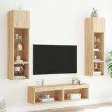 6 Piece TV Wall Units with LED Sonoma Oak Engineered Wood 3216624