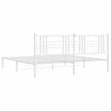 Metal Bed Frame without Mattress with Headboard White 200x200cm 376380