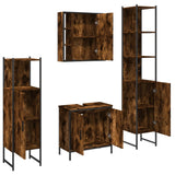 4 Piece Bathroom Cabinet Set Smoked Oak Engineered Wood 3214772