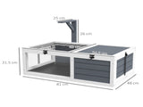 Tortoise Table with Wooden Lamp Holder, Wooden Tortoise House w/ Openable Lids, Pull-Out Trays T3398P552591