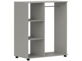 Open Wardrobe on Wheels, Bedroom Wardrobe with Clothes Hanging Rail, 3 Storage Shelves, Mobile T3398P328093
