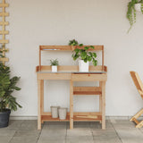 Potting Bench with Shelves Brown Solid Wood Fir 368432