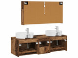 Bathroom Furniture Set 4 pcs Old Wood Engineered Wood and Glass 3406909