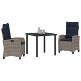 Garden Dining Set with Cushion 3 pcs Grey Poly Rattan 3380463