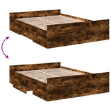 Bed Frame with Drawers without Mattress Smoked Oak 120x190 cm Small Double 3280325