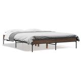 Bed Frame without Mattress Brown Oak 135x190 cm Double 845045