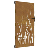Garden Gate 85x200 cm Corten Steel Grass Design 153225