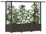 Raised Bed with Trellis and Roof Brown 162.5 x 40 x 138 cm PP 42032519