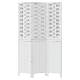 Room Divider 3 Panels White Solid Wood Paulownia 358718