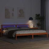 Bed Frame with Headboard Wax Brown 200 x 200 cm Solid Pine Wood 3385747