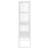 335884 Highboard White 80x35x135 cm Steel and Tempered Glass
