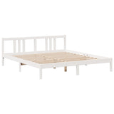 ZNTS Bookcase Bed without Mattress White 200x200 cm Solid Wood Pine 3322350