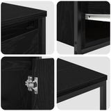 ZNTS 3 Piece Bathroom Furniture Set - Black Oak Engineered Wood 3328379