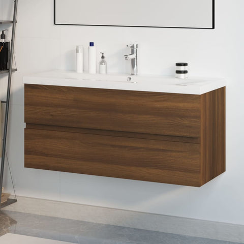 Sink Cabinet with Built-in Basin Brown Oak Engineered Wood 3152890