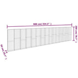 Gabion Wall with Covers Galvanised Steel 900x50x200 cm 144916