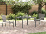 Dining Chair Set of 2 Grey Poly Rattan Standard Stackable 46464