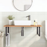 Basin Shelf Wall Mounted Steel and Solid Wood Beech 3302525