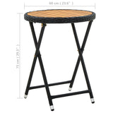Tea Table Black 60 cm Poly Rattan and Solid Acacia Wood 316509