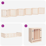 Dog Gate with Door Foldable 12 Panels 600 cm Poplar Wood 3155642