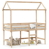 ZNTS Loft Bed with Ladder and Roof without Mattress 90x200 cm 3282144