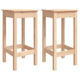 Bar Chair Set of 2 Natural Wood Solid Pine Wood Standard 822137