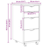 Rolling Cabinet with Desk MOSS Clear Varnish 34 x 39 x 65.5 cm 42032405