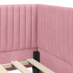 Corner Bed Frame with Headboard Pink 90 x 190 cm Velvet 42016259