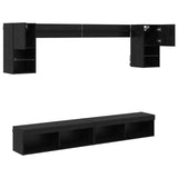 TV Wall Units with LED with LED 6 pcs Black Oak Engineered Wood 3402957