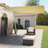 Freestanding Manual Retractable Awning 400x350 cm Yellow/White 3069618