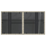 Garden Table with Glass Top Light Grey 100x55x73 cm Poly Rattan 366183