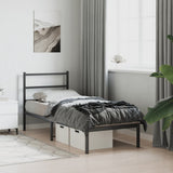 Metal Bed Frame without Mattress with Headboard Black 80x200cm 355356