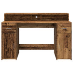 Desk with LED Lights Old Wood 140x55x91 cm Engineered Wood 3309427