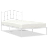 Bed Frame White Powder-Coated Steel Single Bed Frame 373833
