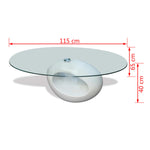 ZNTS Coffee Table with Oval Glass Top High Gloss White 240318