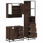 ZNTS 3 Piece Bathroom Furniture Set Brown Oak Engineered Wood 3301169